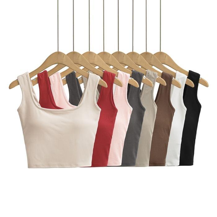 Square Neck Plain Tank Top Product Image