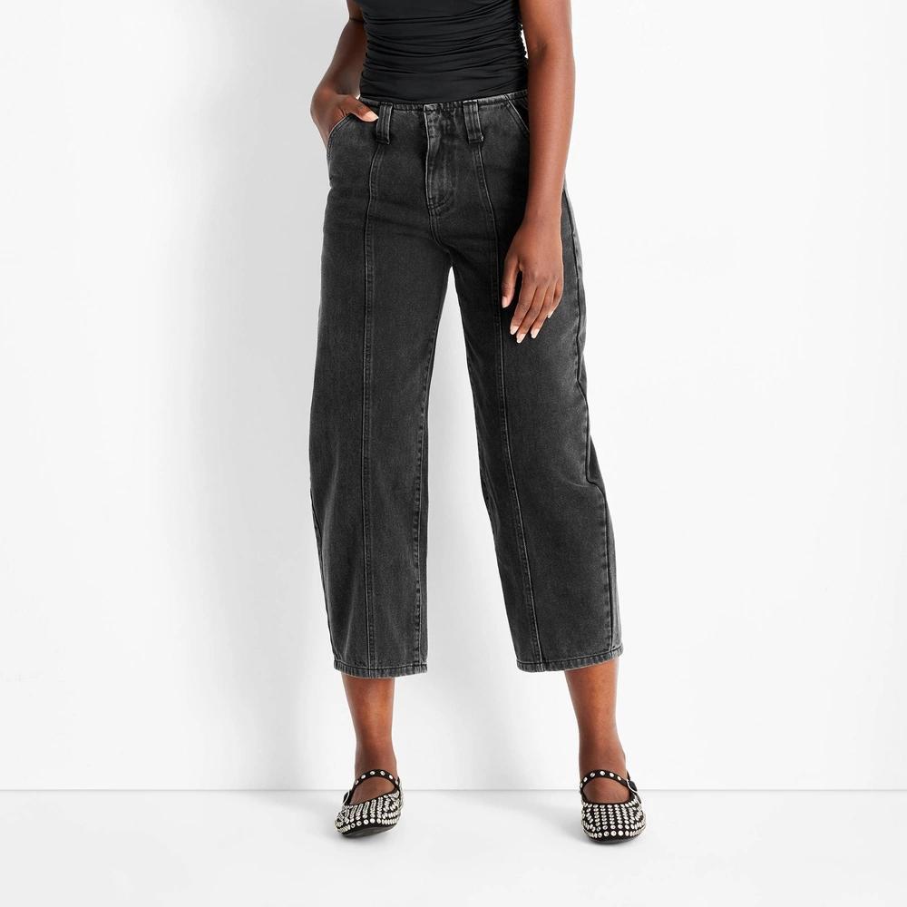 Women's Mid-Rise Barrel Leg Jeans - Future Collective Black Wash 6 product image