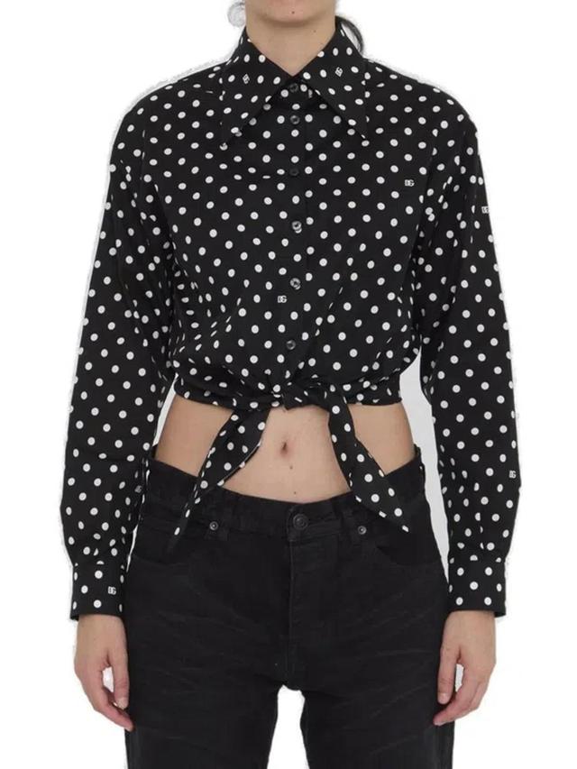 DOLCE & GABBANA Women's Short Polka Dot Shirt In Black Product Image