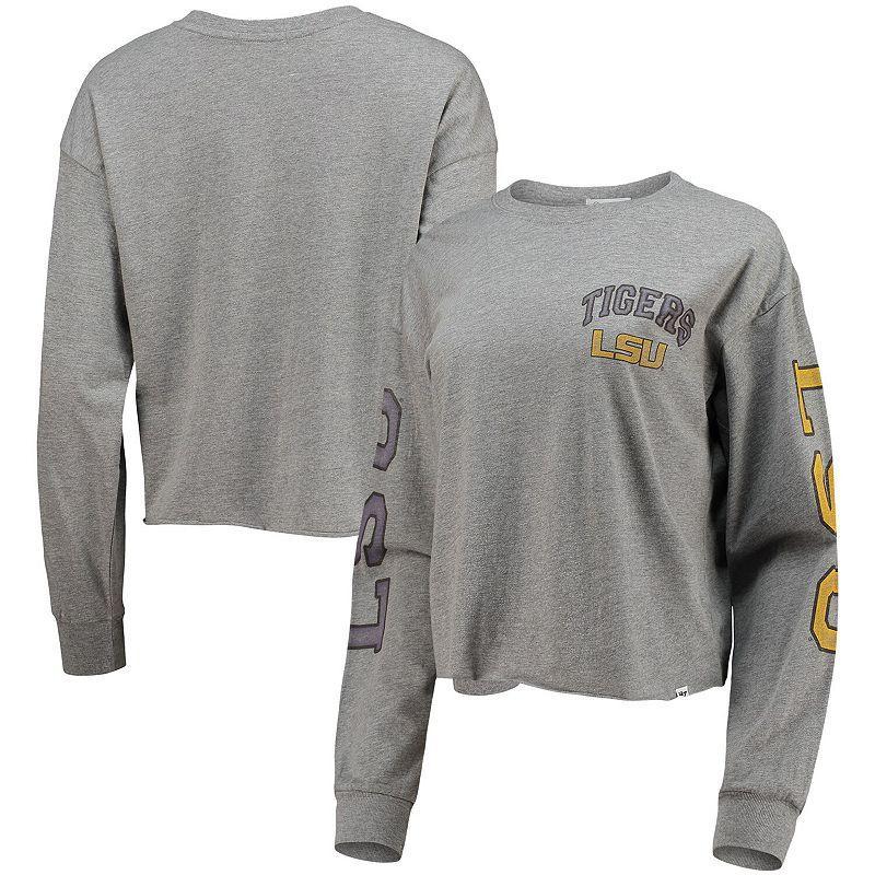 Womens 47 Heathered Gray Lsu Tigers Ultra Max Parkway Long Sleeve Cropped T-shirt Product Image