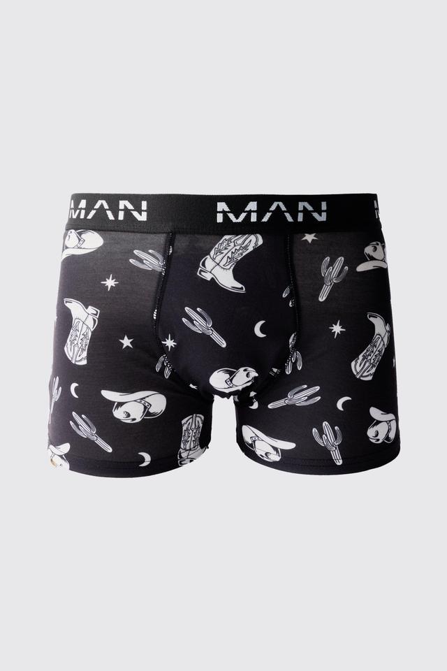 Mens Multi Man Western Printed Boxers, Multi Product Image