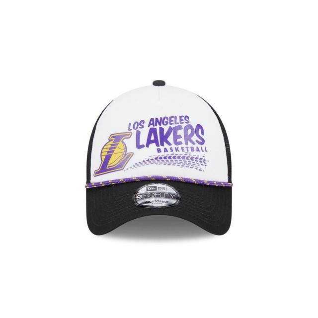 Los Angeles Lakers 2024 Rally Drive White 9FORTY A-Frame Trucker Hat Male Product Image