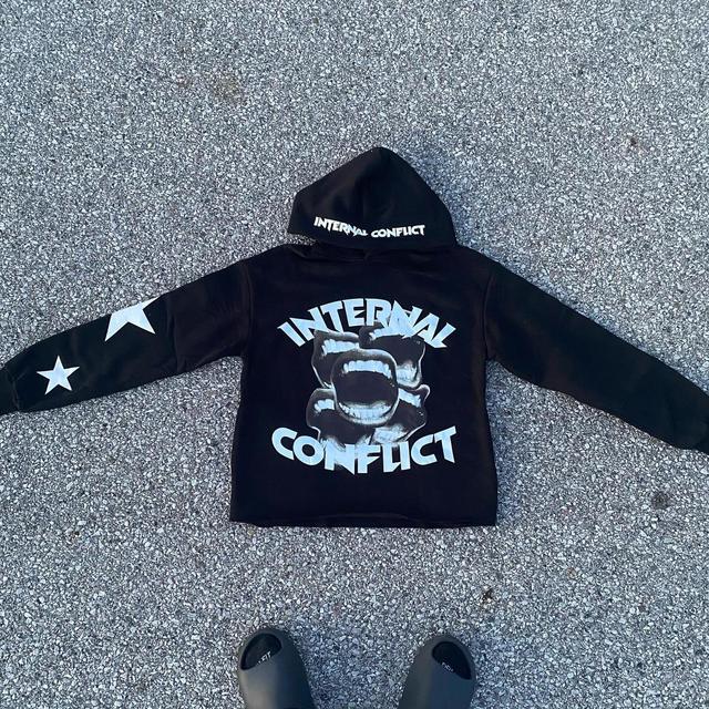 Vintage Internal Conflict Graphics Pocket Hoodie Product Image