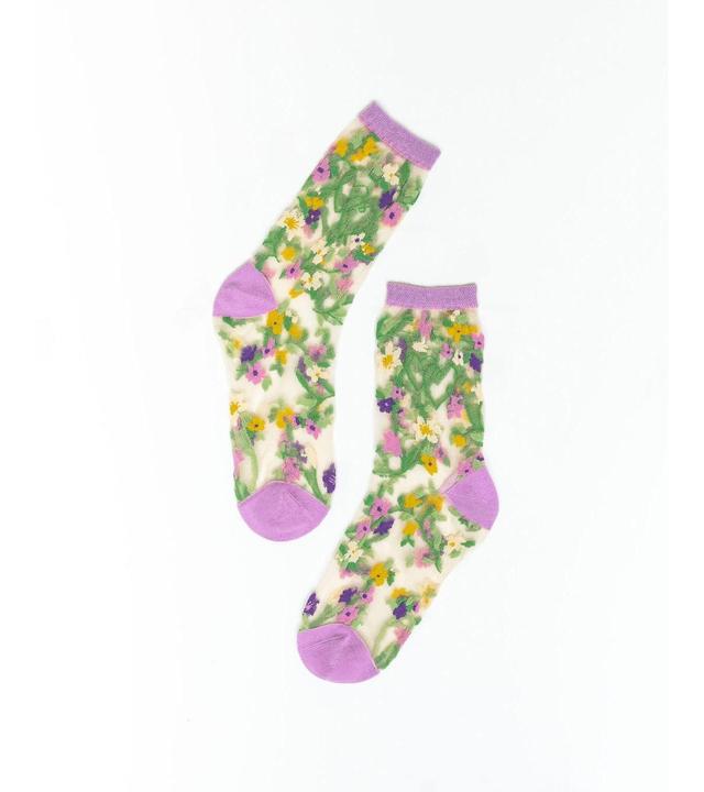 Sock Candy Womens Heart Floral Sheer Sock Product Image