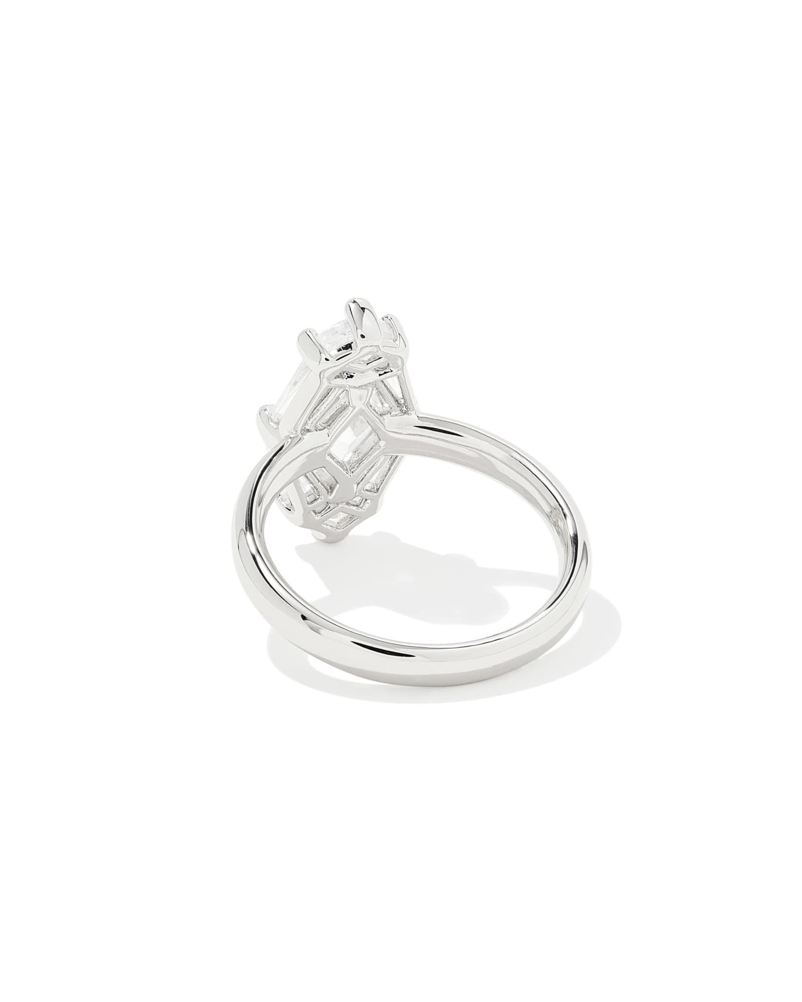 Lindy Rae Elyse Silver Cocktail Ring in White Crystal Product Image