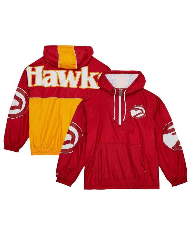 Mens Mitchell & Ness Red Atlanta Hawks Hardwood Classics Team Og 2.0 Anorak Hoodie Half-Zip Windbreaker Jacket Product Image