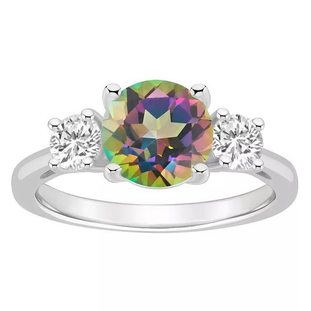 Alyson Layne Sterling Silver Round Mystic Topaz & White Topaz Three-Stone Ring, Womens Product Image