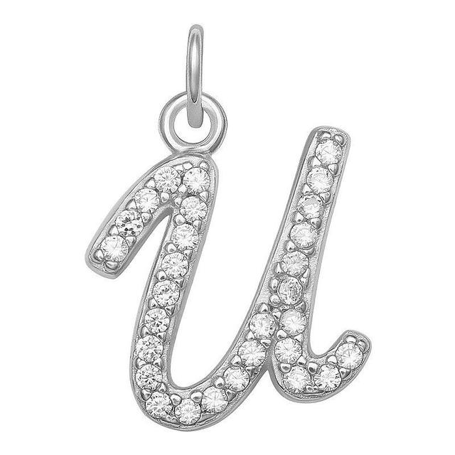 LC Lauren Conrad Sterling Silver Cubic Zirconia Initial Charm, Womens, Grey Product Image