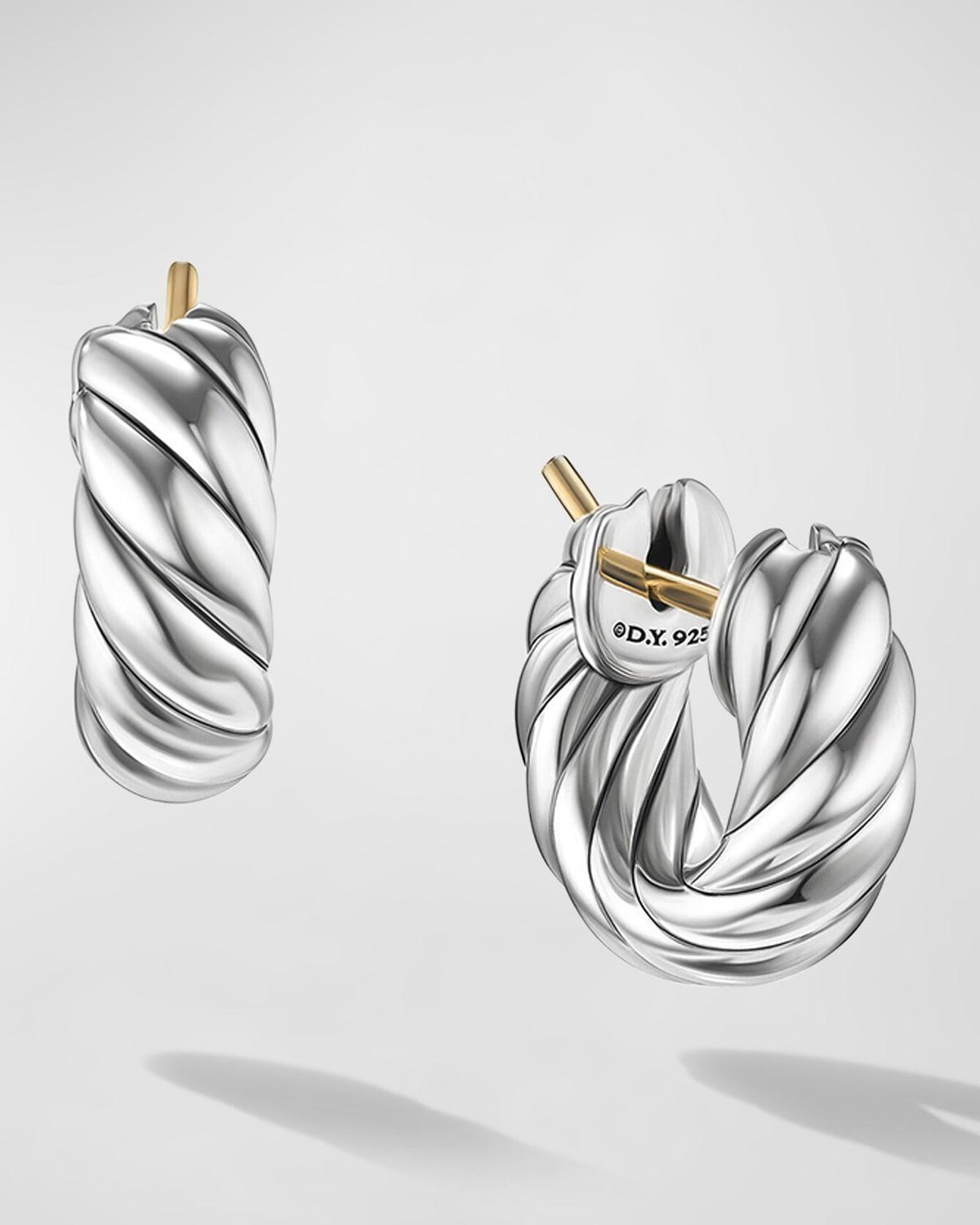 Sculpted Cable Hoop Earrings in Silver, 5.4mm, 0.5L Product Image