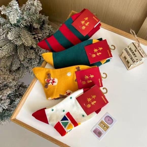 Christmas Cartoon Print Socks Product Image