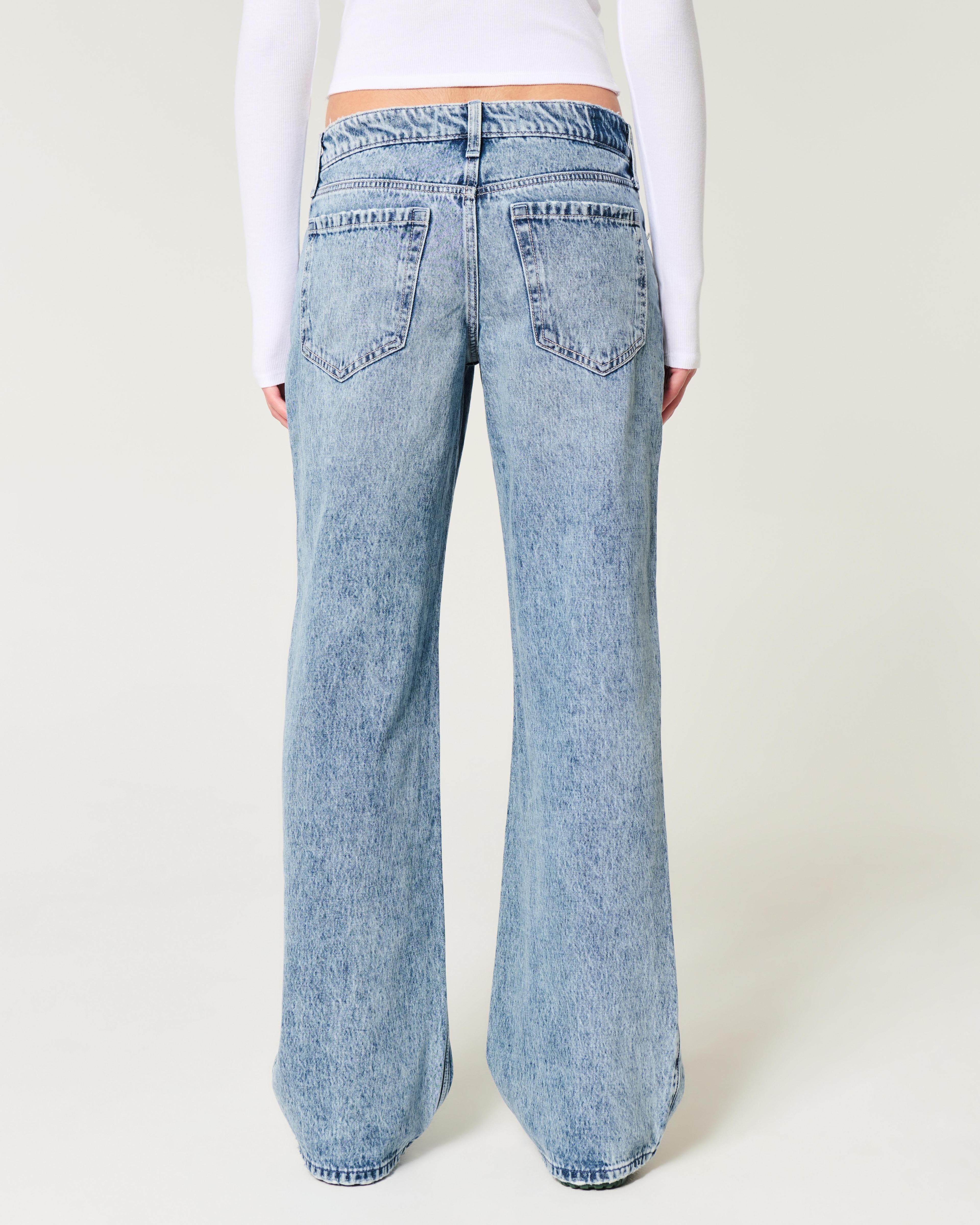 Low-Rise Distressed Medium Wash Baggy Jeans Product Image