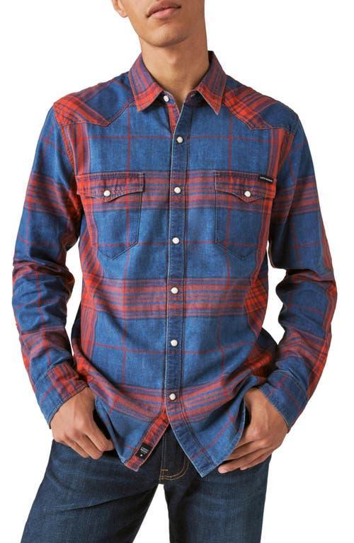 Lucky Brand Plaid Indigo Snap-Up Western Shirt Product Image