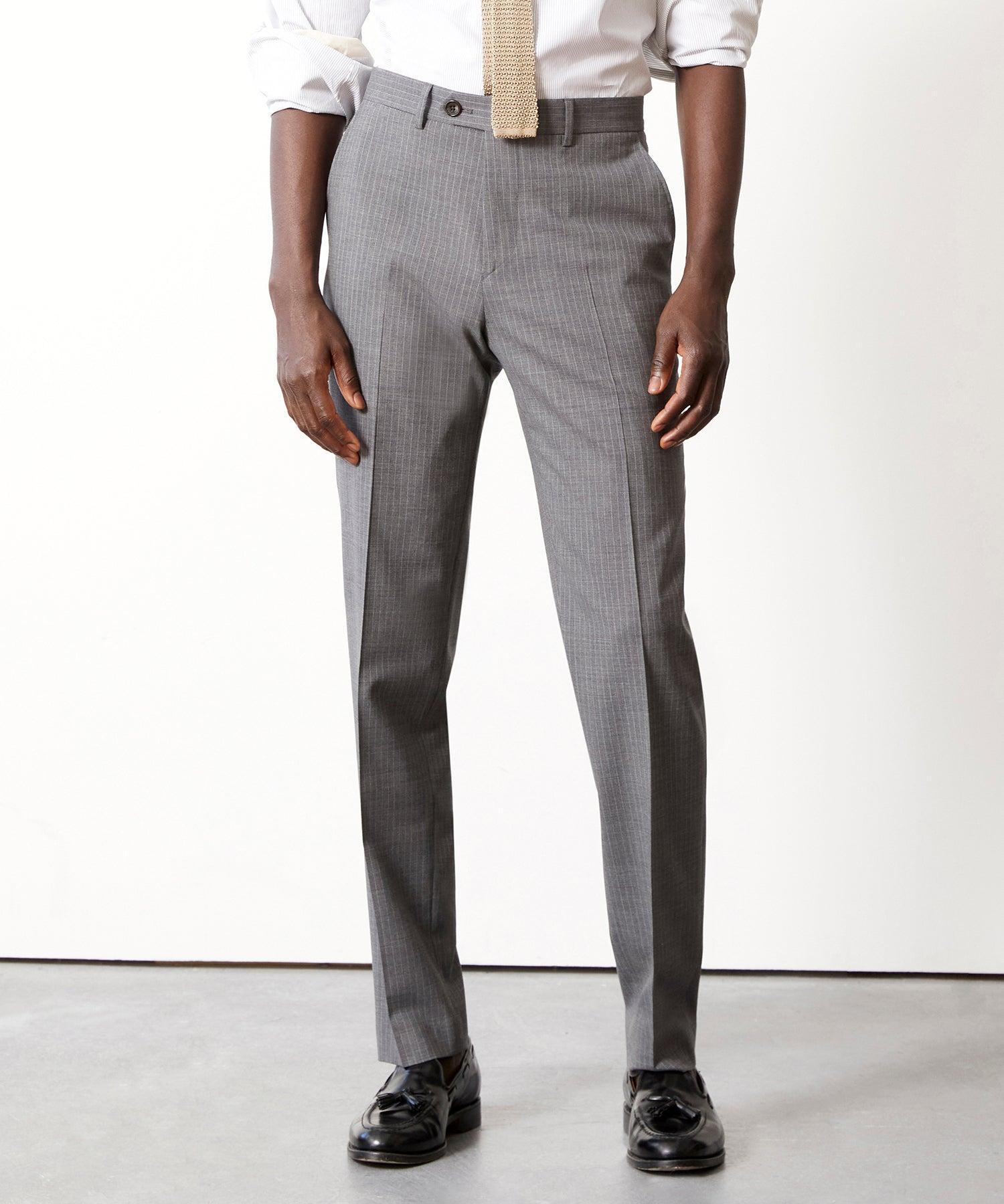 Italian Wool Sutton Trouser in Grey Pinstripe Product Image