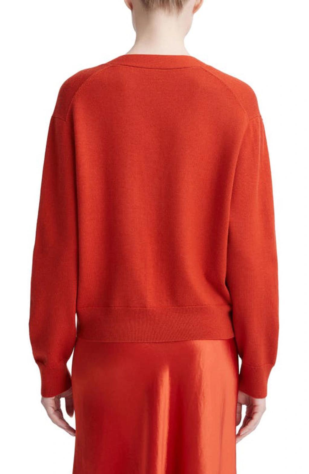 VINCE Wool Cashmere Button-front Cardigan In Vermillion Product Image