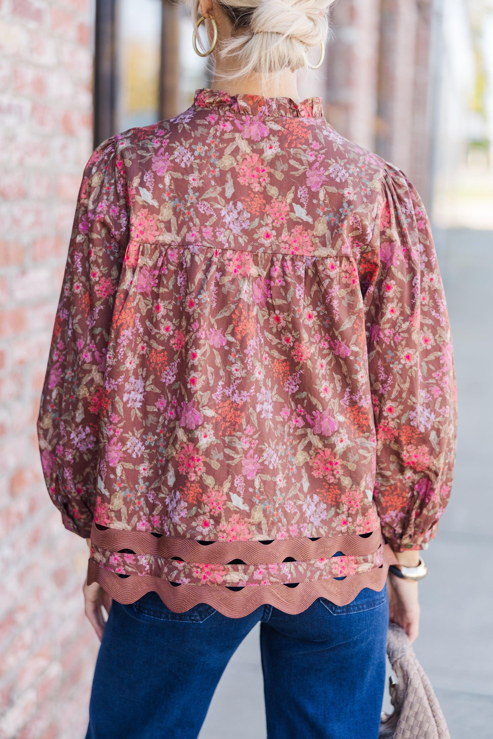 In This Case Brown Floral Blouse Female Product Image