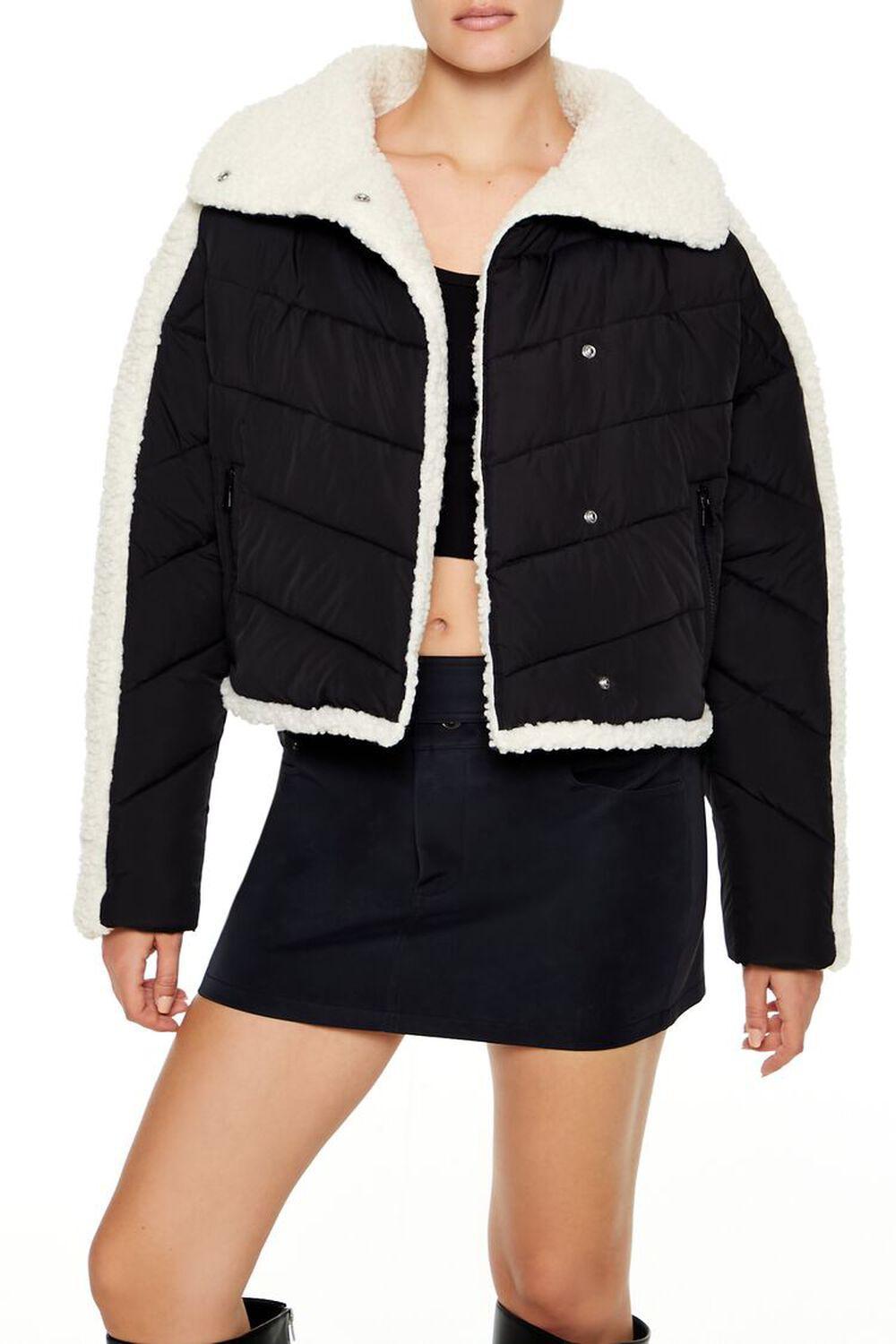 Faux Shearling-Trim Puffer Jacket | Forever 21 Product Image