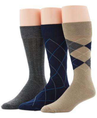 Perry Ellis Mens 3-Pk. Patterned Dress Socks Product Image