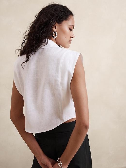 Linen Cropped Shirt Product Image