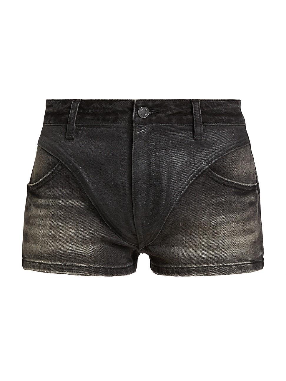 Womens Coated Denim Bikini Shorts Product Image