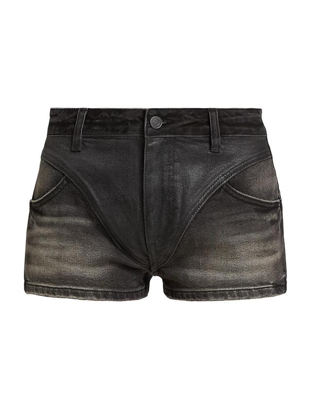 Womens Coated Denim Bikini Shorts Product Image