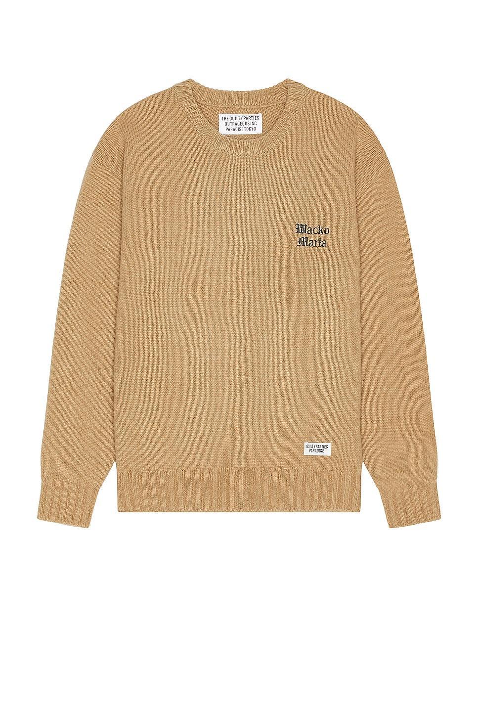 WACKO MARIA Classic Crew Neck Sweater in Beige - Brown. Size S (also in L, M, XL/1X). Product Image