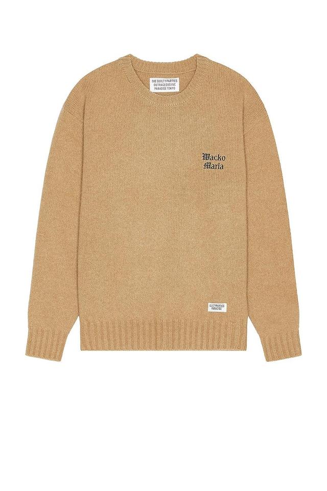 WACKO MARIA Classic Crew Neck Sweater in Beige Product Image