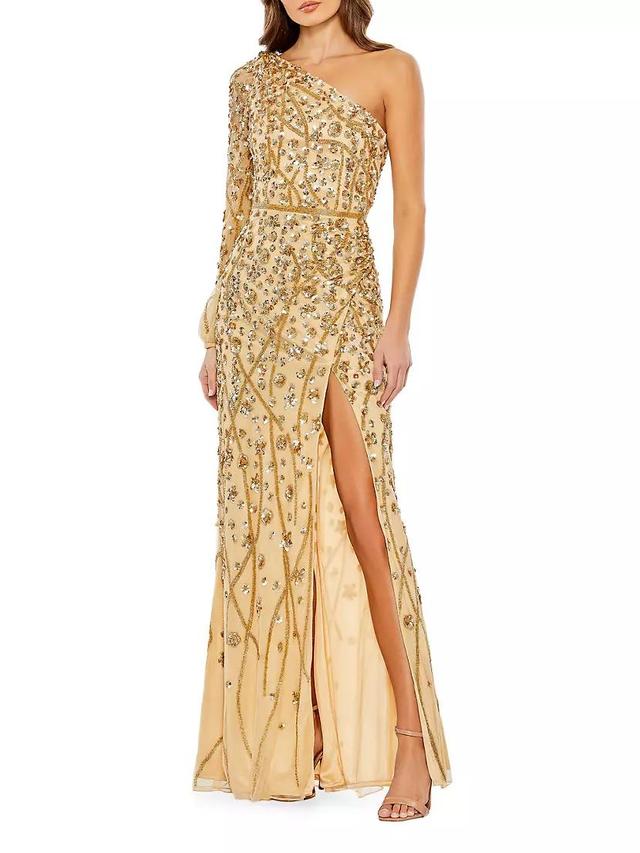 Sequin One-Shoulder Wrap Gown Product Image