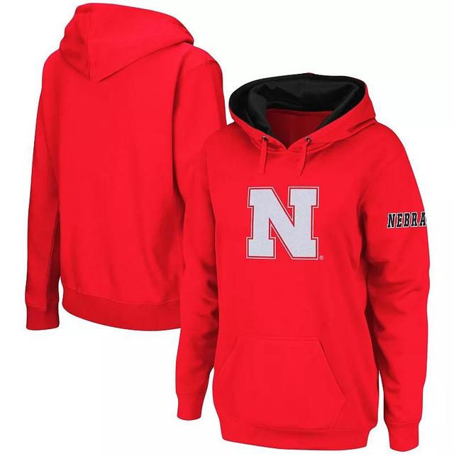 Womens Scarlet Nebraska Huskers Team Big Logo Pullover Hoodie Product Image