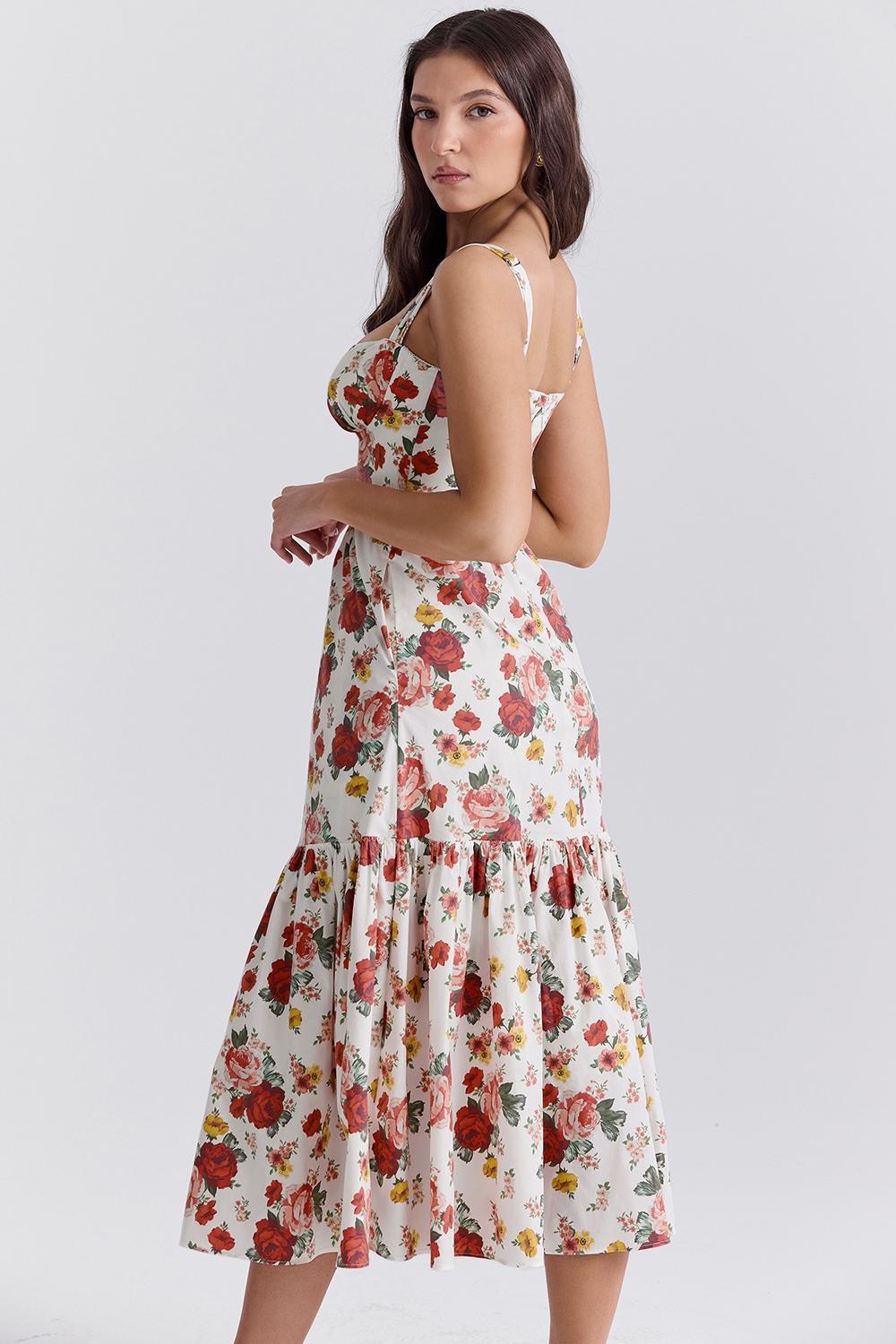 Elia Italian Rose Print Cotton Midi Sundress Product Image