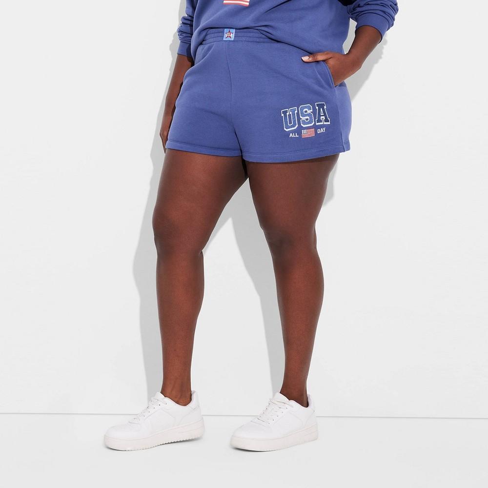 Womens American Original USA Graphic Shorts - Navy Blue Product Image