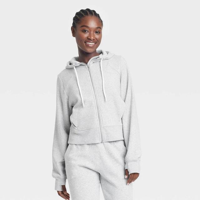 Womens Fleece Full Zip Hooded Sweatshirt - All In Motion Heathered XS Product Image