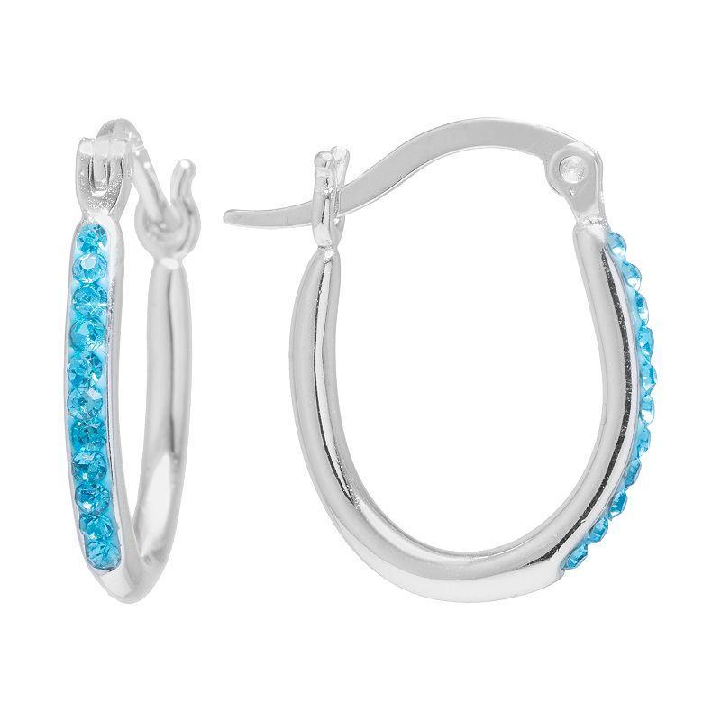 Main and Sterling Sterling Silver Crystal Clicktop Hoop Earrings, Womens, Blue Product Image