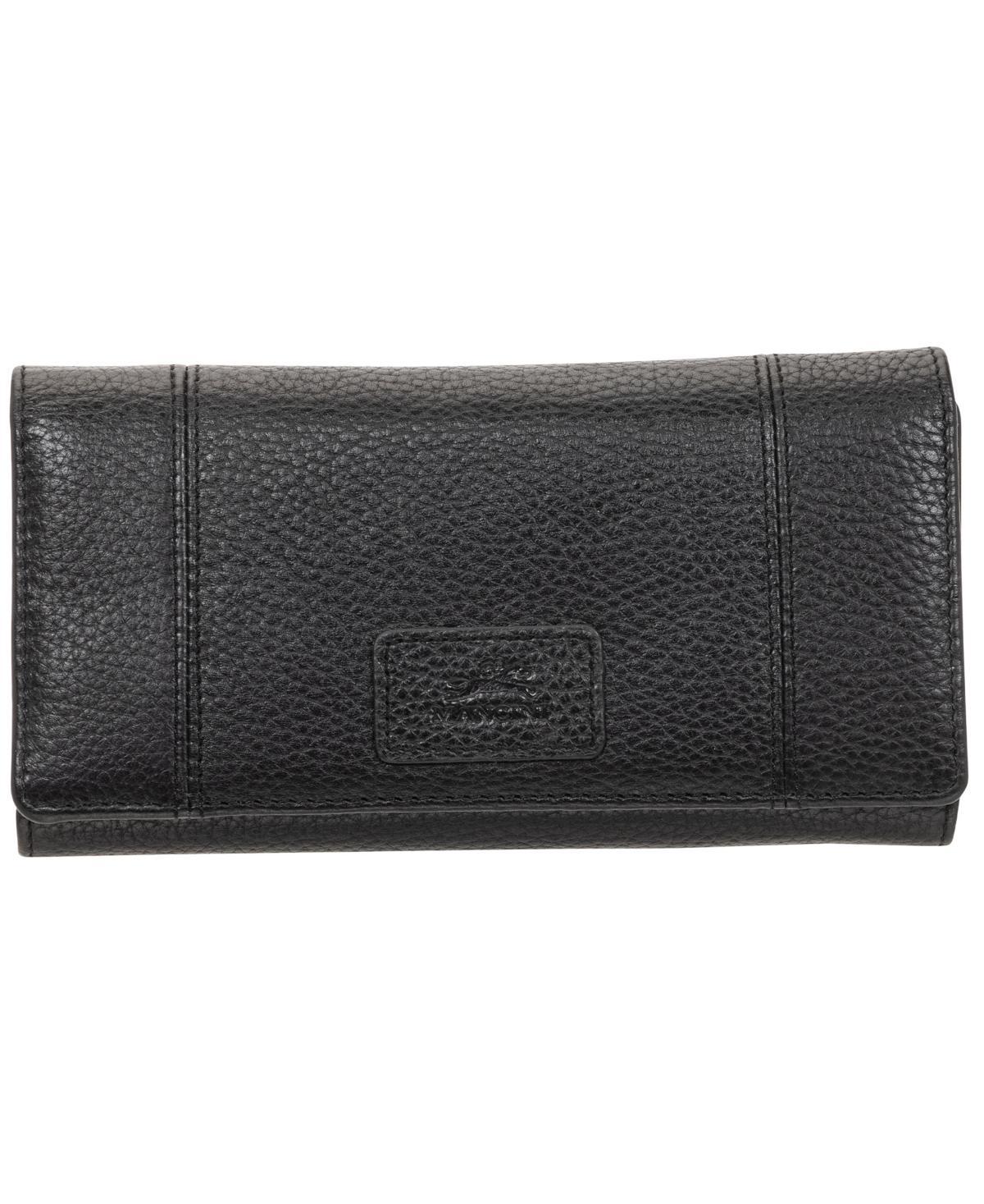 Mancini Womens Pebbled Collection Rfid Secure Trifold Wing Wallet Product Image