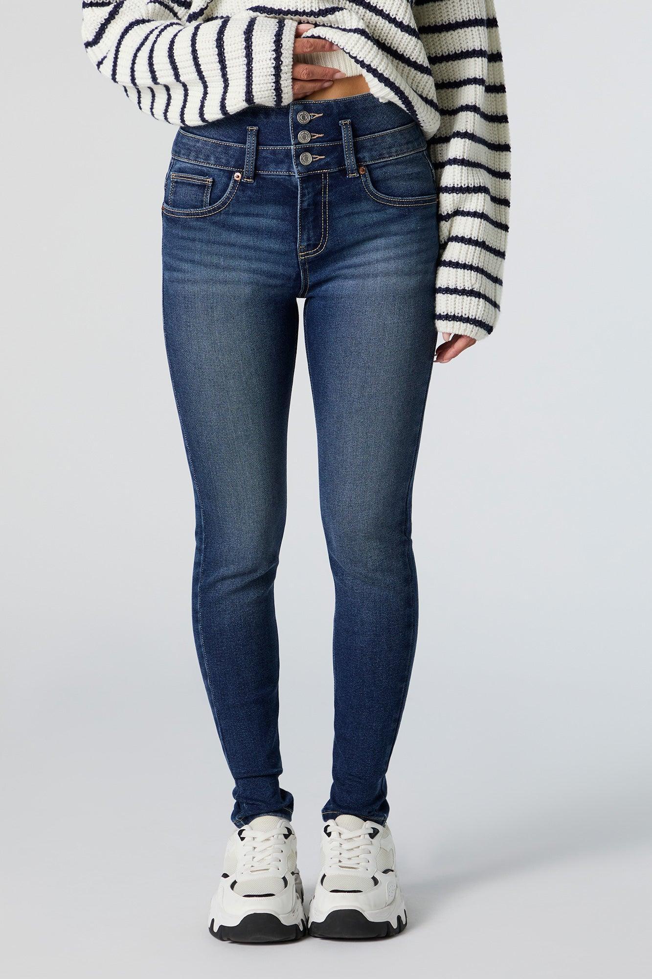 Dark Wash Stacked Waist Skinny Jean Female Product Image