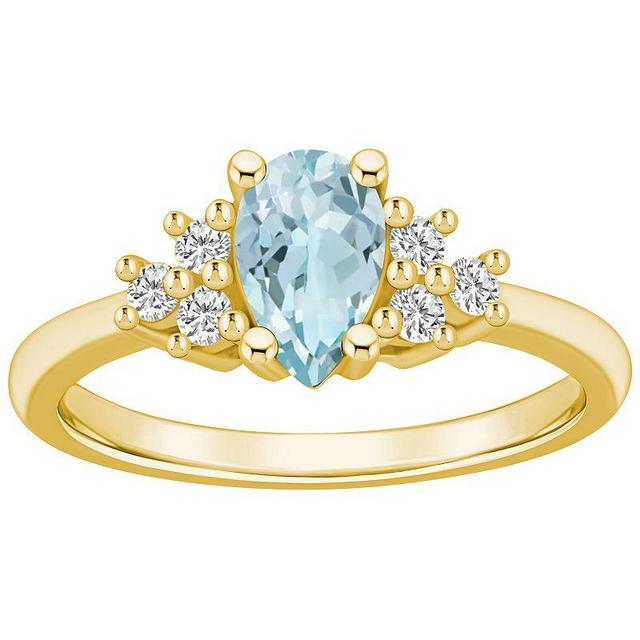 Alyson Layne 14k Gold Pear Shape Aquamarine & 1/5 Carat T.W. Diamond Ring, Womens Blue Product Image