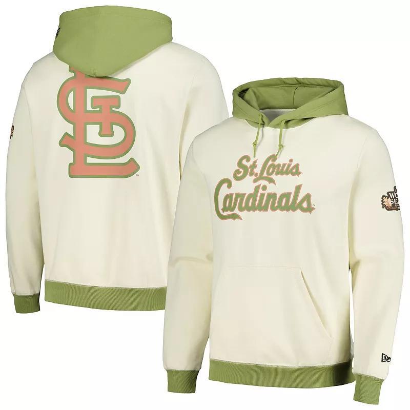 Mens New Era Cream/Green St. Louis Cardinals Color Pop Pullover Hoodie Product Image