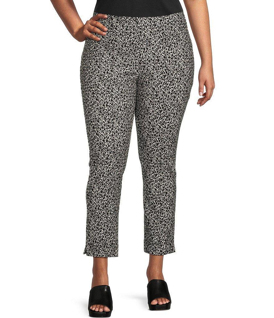 Slim Factor by Investments Plus Size Ponte Knit Abstract Crackle Print No-Waist Ankle Pants product image