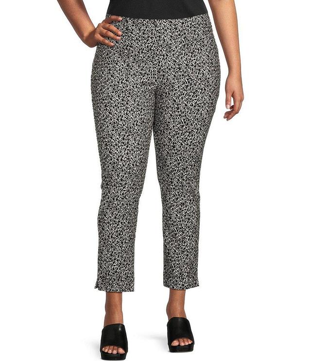 Slim Factor by Investments Plus Size Ponte Knit Abstract Crackle Print No-Waist Ankle Pants Product Image