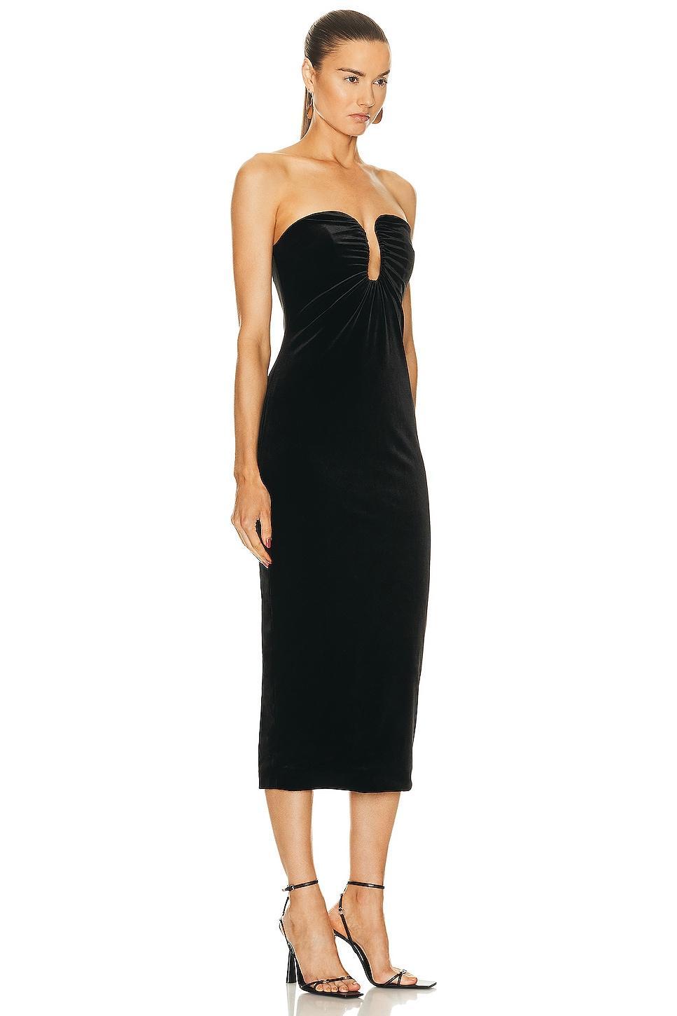 self-portrait Velvet Strapless Midi Dress Product Image