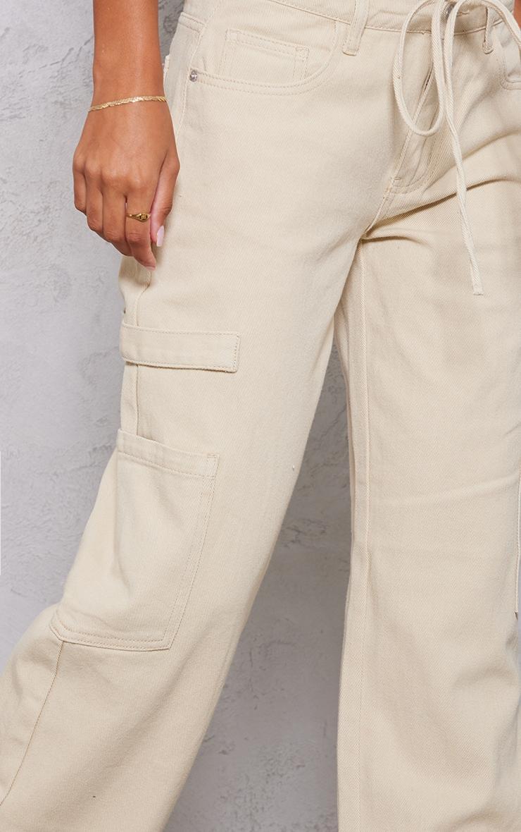 Washed Stone Low Rise Pocket Detail Wide Leg Jeans Product Image