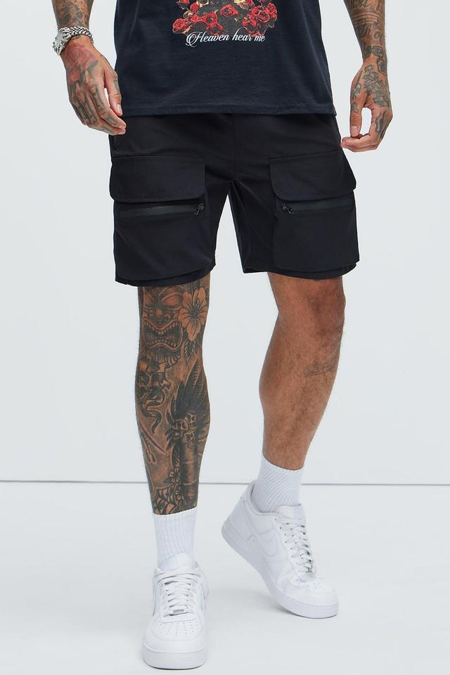 Come Up Nylon Cargo Shorts - Black Product Image