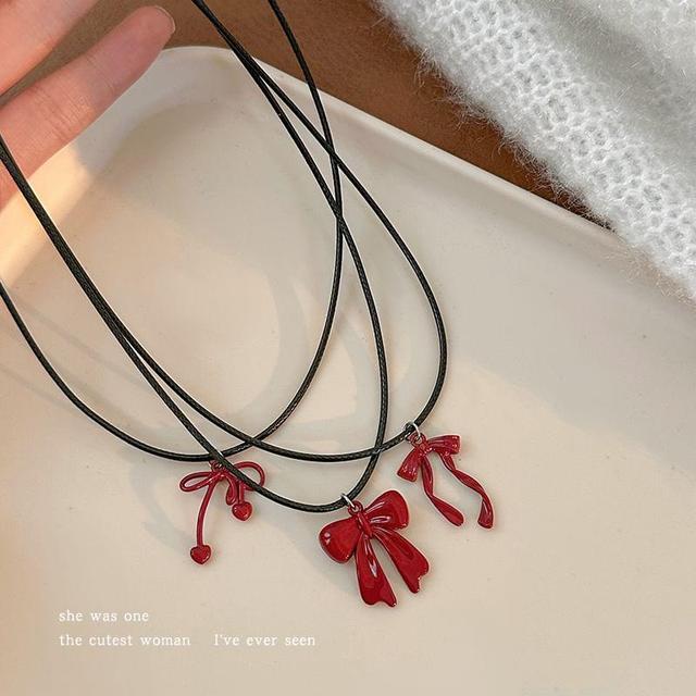 Bow Pendant Cord Necklace (Various Designs) Product Image