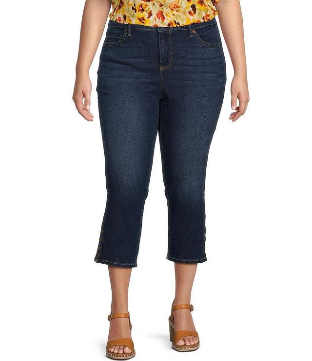 Code Bleu Plus Size Chelsea High Rise Straight Leg Stretch Denim Capri Jeans Product Image