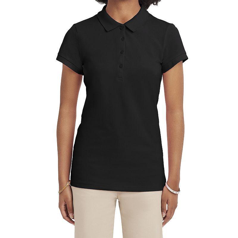 IZOD Womens Short Sleeve Stretch Pique Knit Polo Shirt Juniors Product Image