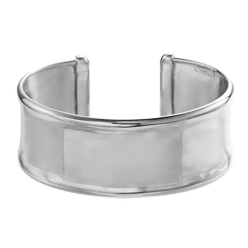 Sterling Silver Concave Cuff Bangle Bracelet, Womens, Silver Tone Product Image