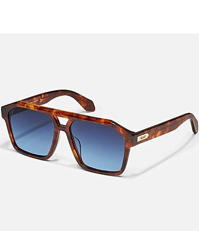 Quay Australia Mens Soundcheck 48mm Tortoise Geometric Aviator Sunglasses - Brown Tortoise/Navy Blue Product Image