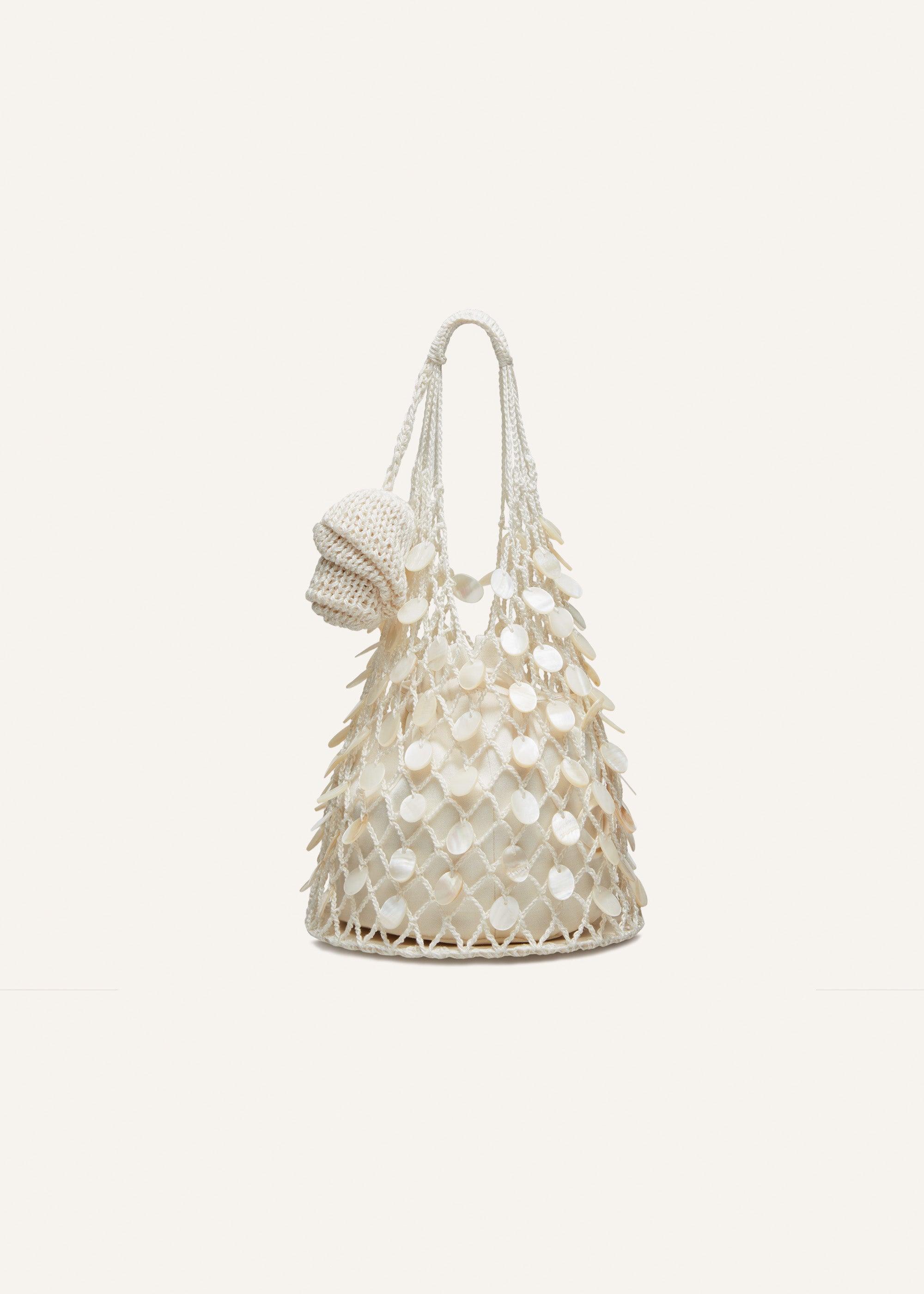 Small Devana bag in cream with mother of pearl embellishment Product Image