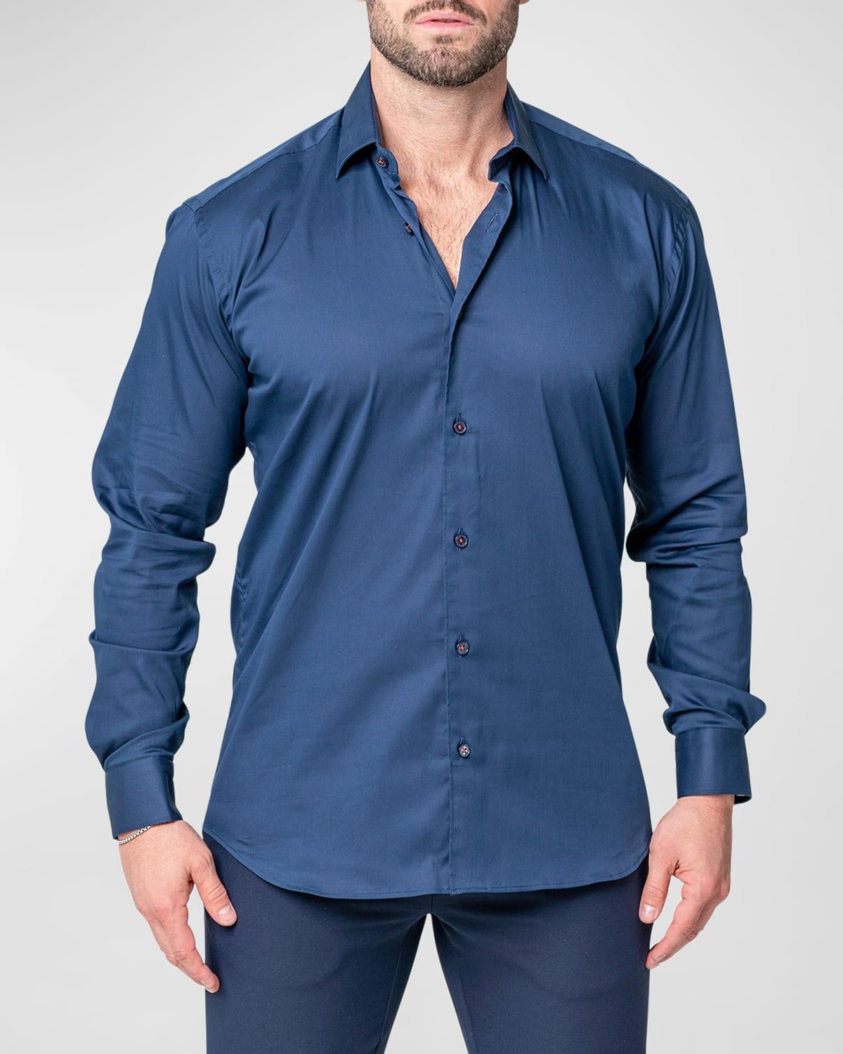 Maceoo Fibonacci Sleek Navy Contemporary Fit Button-Up Shirt Product Image