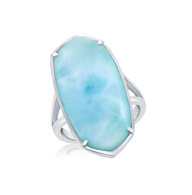 Sterling Silver Long Hexagon Larimar Ring Product Image