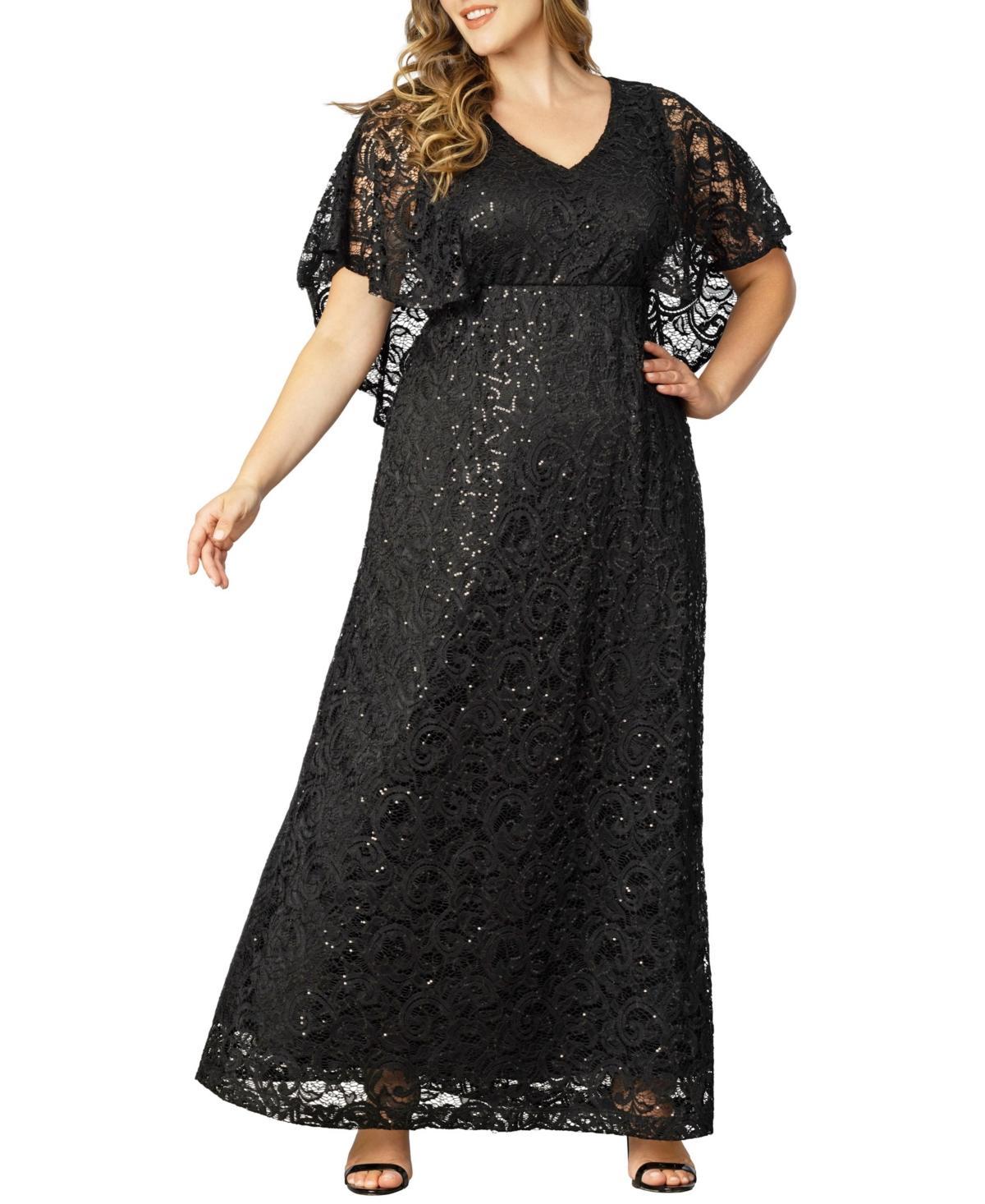 Kiyonna Celestial Cape Sleeve Lace Gown Product Image